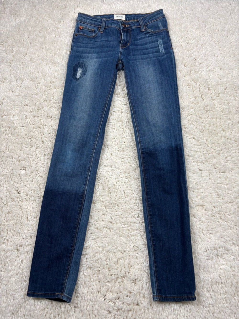 Hudson Girls Size 16 Premium Denim Distressed Skinny Jeans Blue